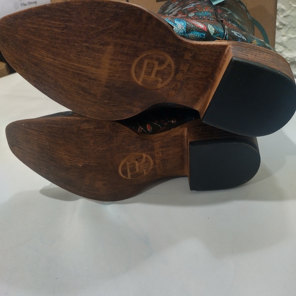 ROPER Womens Ingrid Floral Metallic Snip Toe Casual Boots Ankle Low Heel 1-2 New - Picture 5 of 6